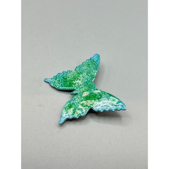 Vintage Green Enamel Over Aluminium Butterfly Pin Brooch Hand Crafted Bug Pin - Picture 3 of 7